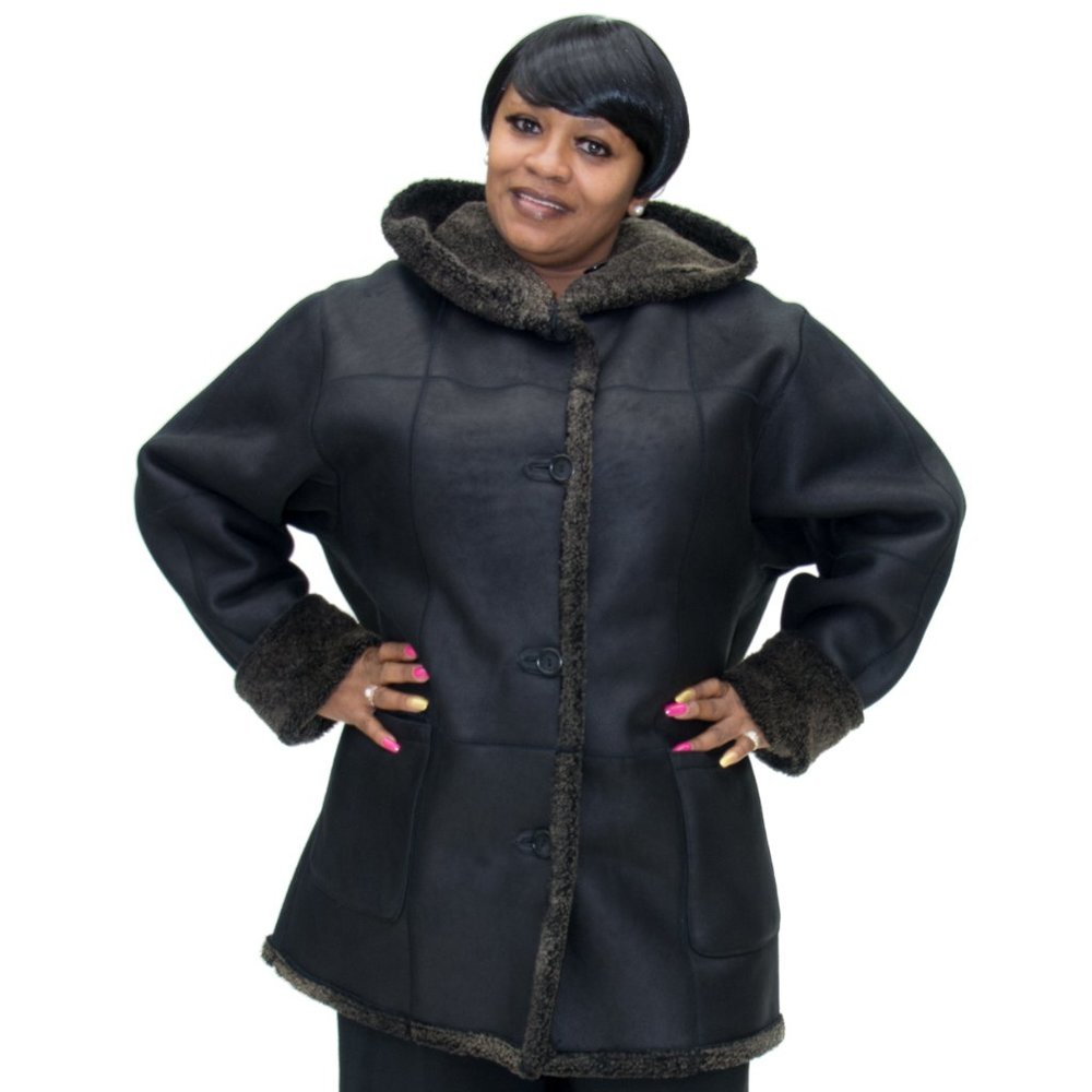 CLEARANCE Black Nappa Lamb Fur Shearling Parka